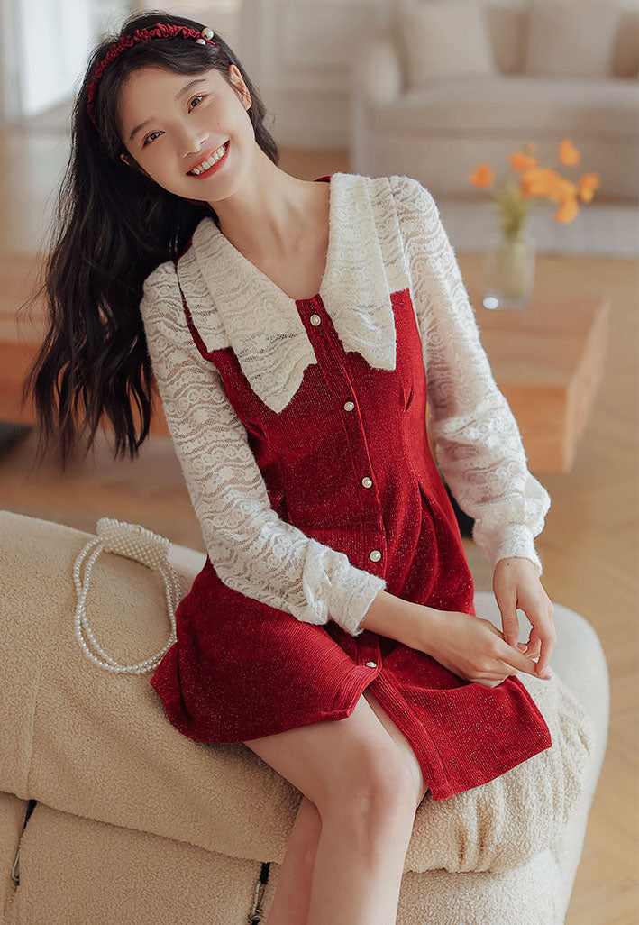 Lace Bow Sweater Dress Maxct
