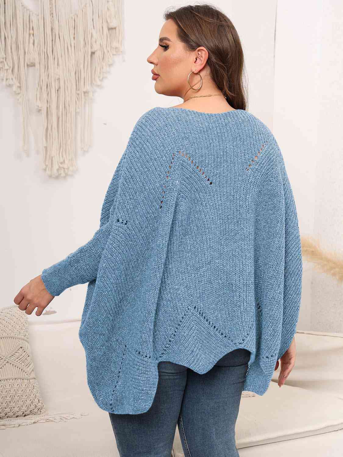 Maxct &Plus Size Round Neck Batwing Sleeve Sweater