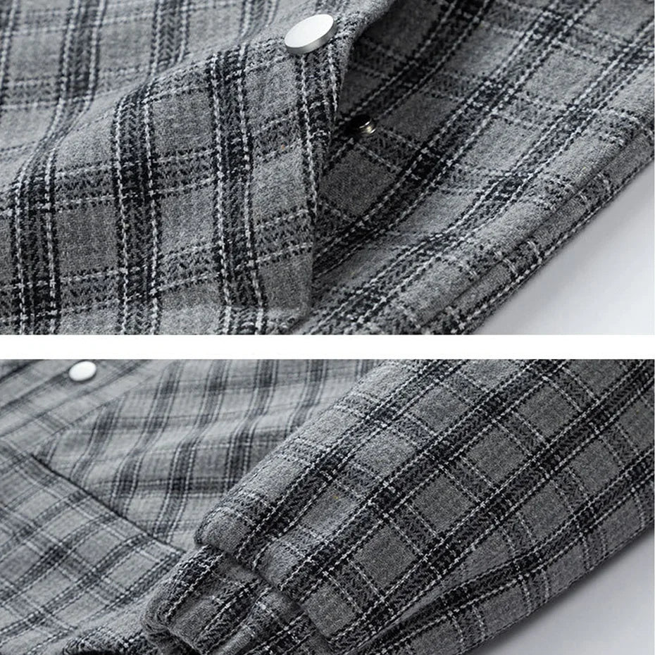 Maxct &AFLCZYU Plaid Woolen Light Jacket | S - 7XL