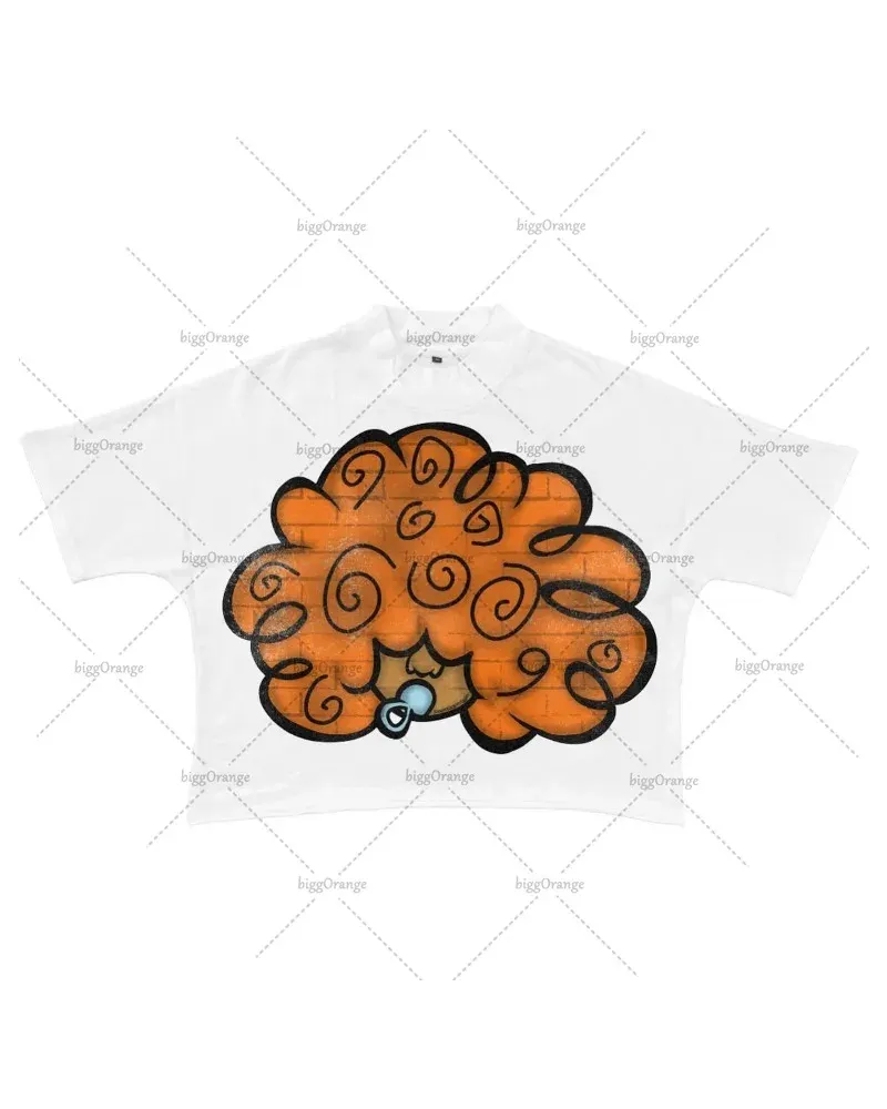 European and American Street Fashion Brand Versatile T-shirt Tops Women Y2k Retro Cartoon Print Oversized Short-sleeved Men
