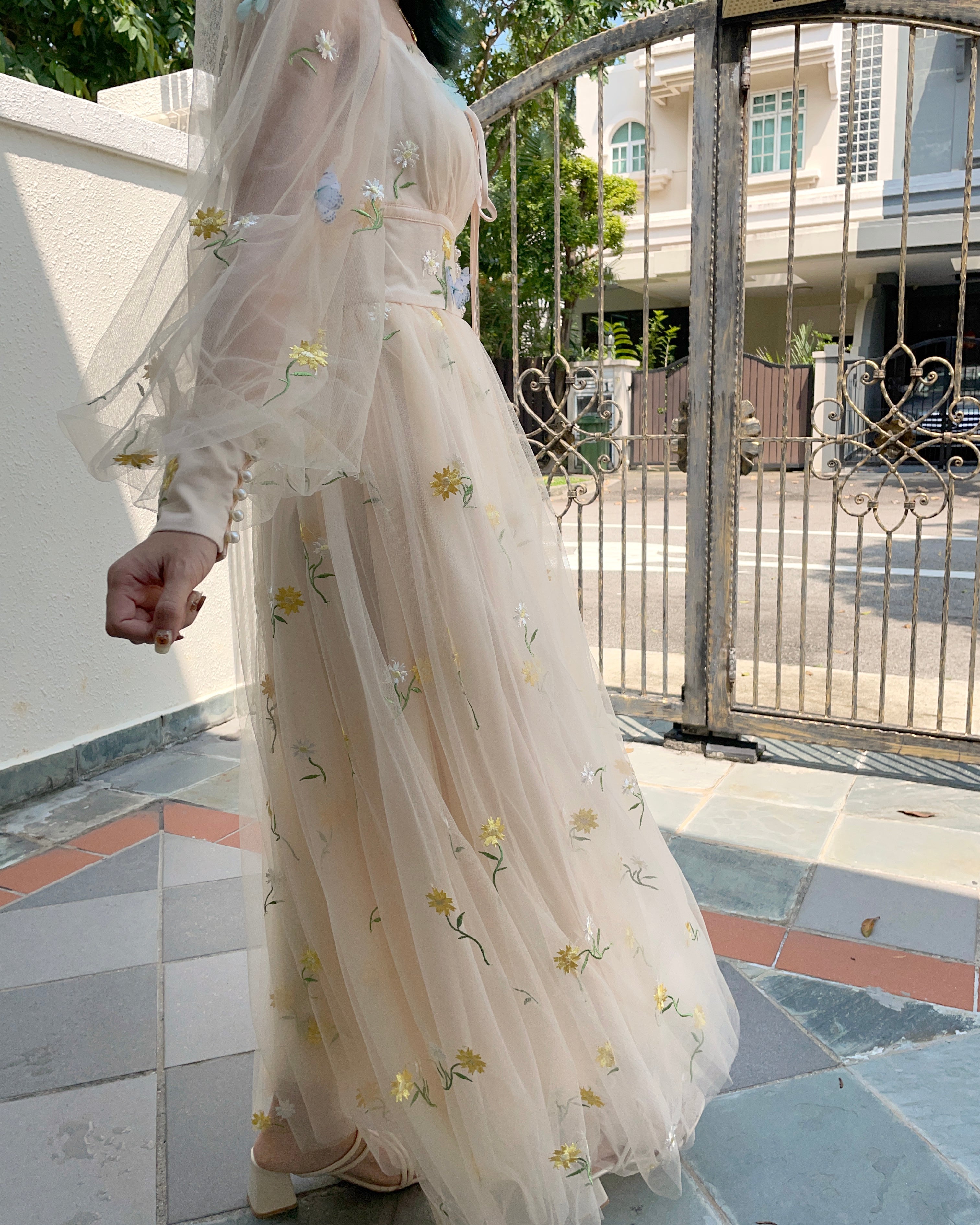Butterfly Garden Tulle Maxi Dress Maxct