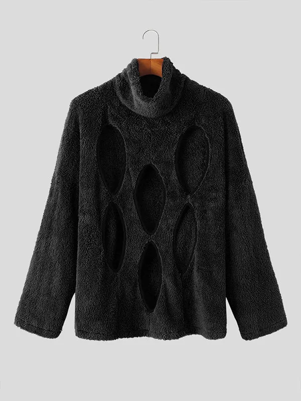 Maxct - Mens Cutout Long Sleeve Crew Neck Pullover Sweater