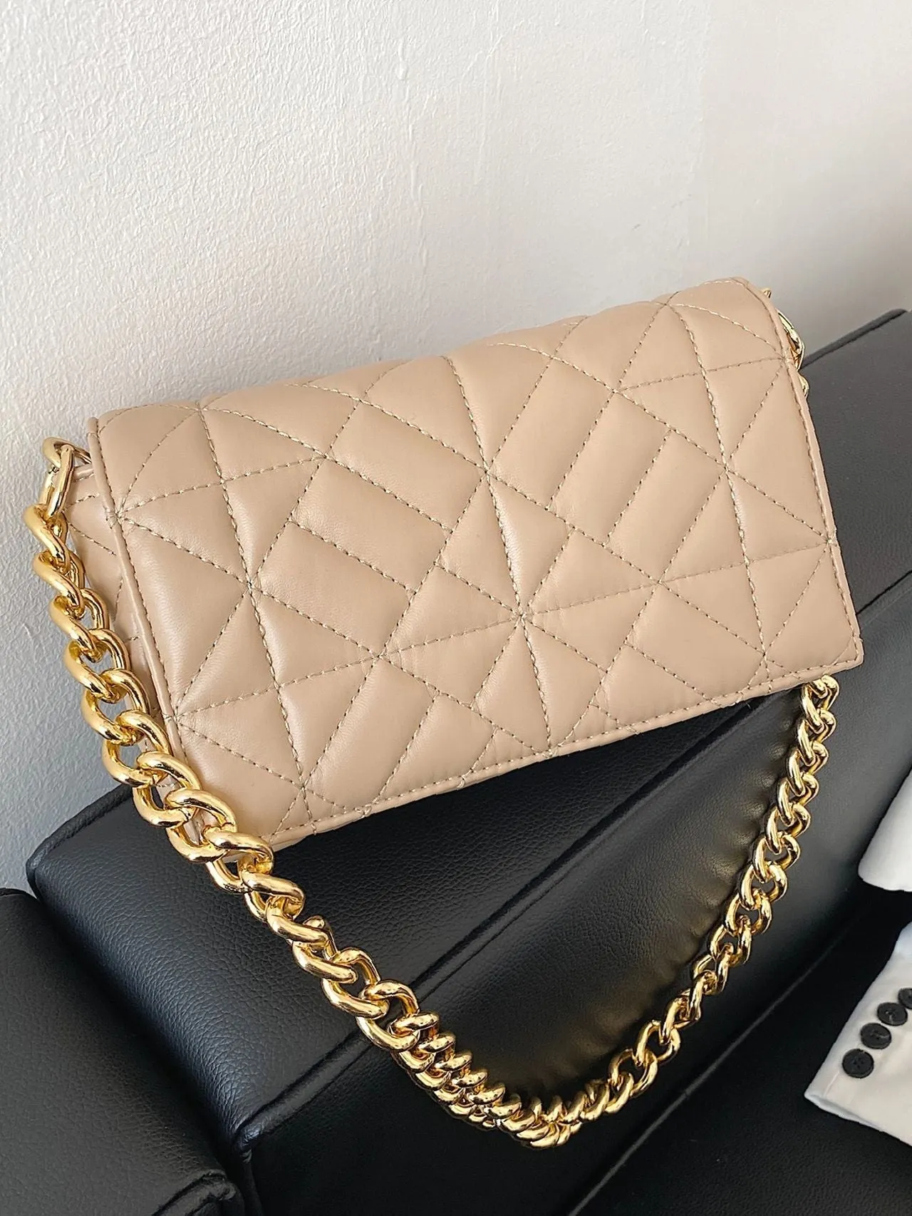 Bag For Love - Minimalist Quilted Flap Square Bag - Women Maxct Bags