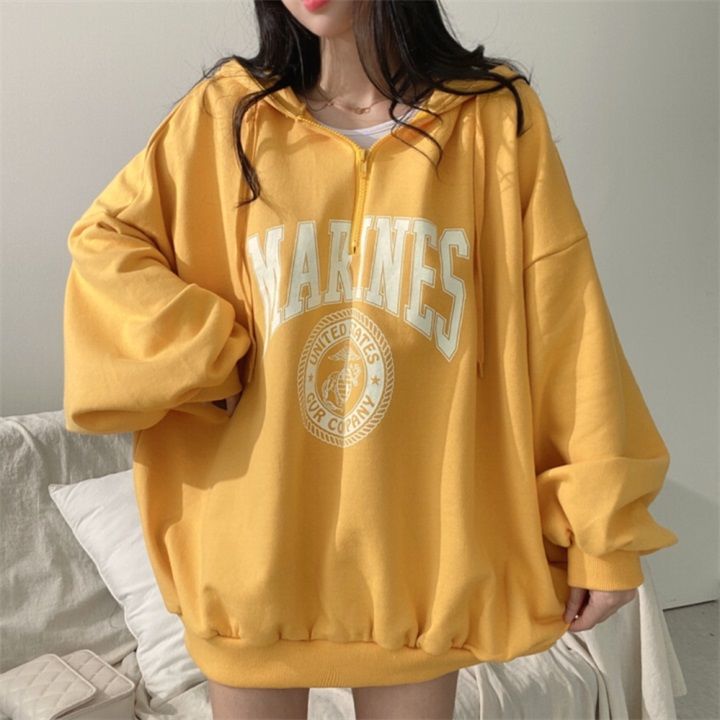 Marines Print Hoodie Baggy Pullovers Women's Sweatshirt - true deals club