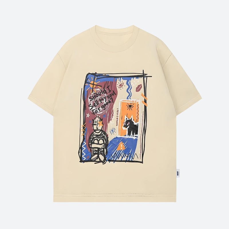 Maxct &Abstract Sketch Graphic Tee