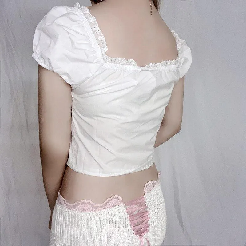 Maxct &Coquette Puff Sleeve Crop Top