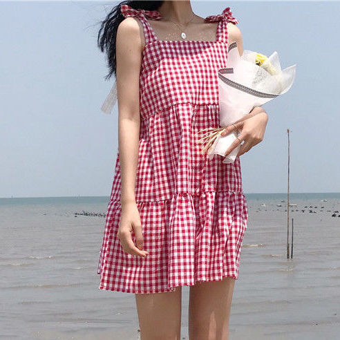 Maxct Sleeveless Dress Women Belt Design All-match Summer A-line Hot Sale Beach-dresses Ulzzang Students Fashion Vestidos Casual