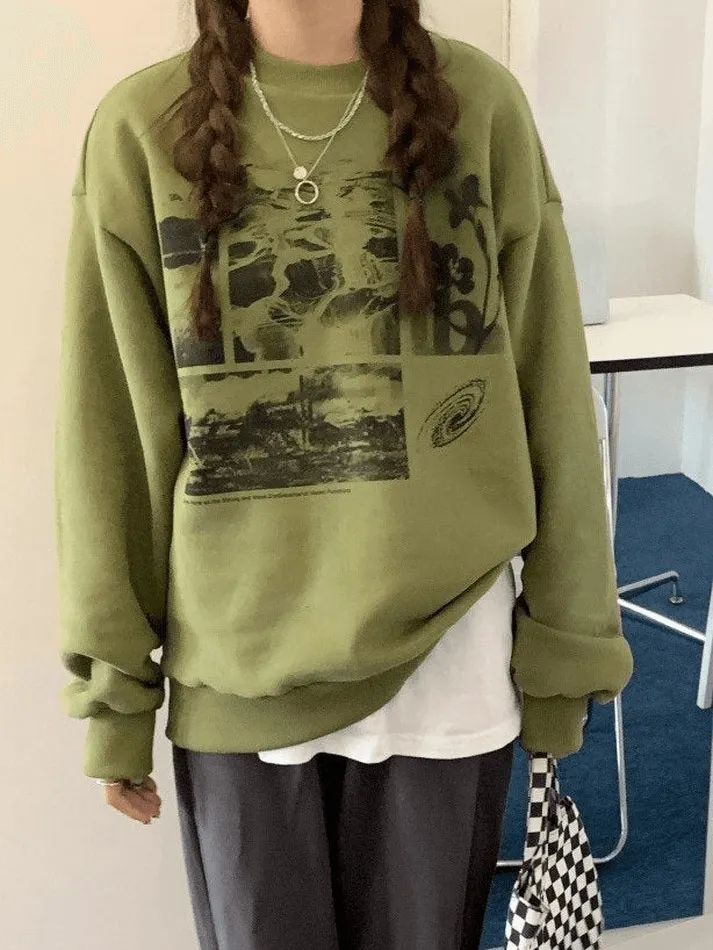 Maxct Landscape Print Crew Sweatshirt