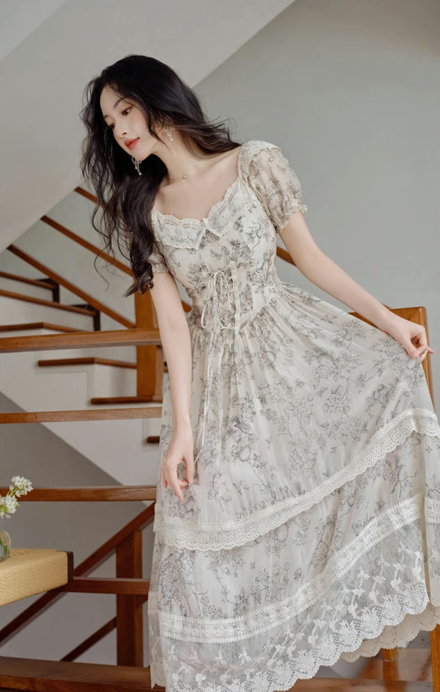Porcelain Sketch Midi Dress Maxct