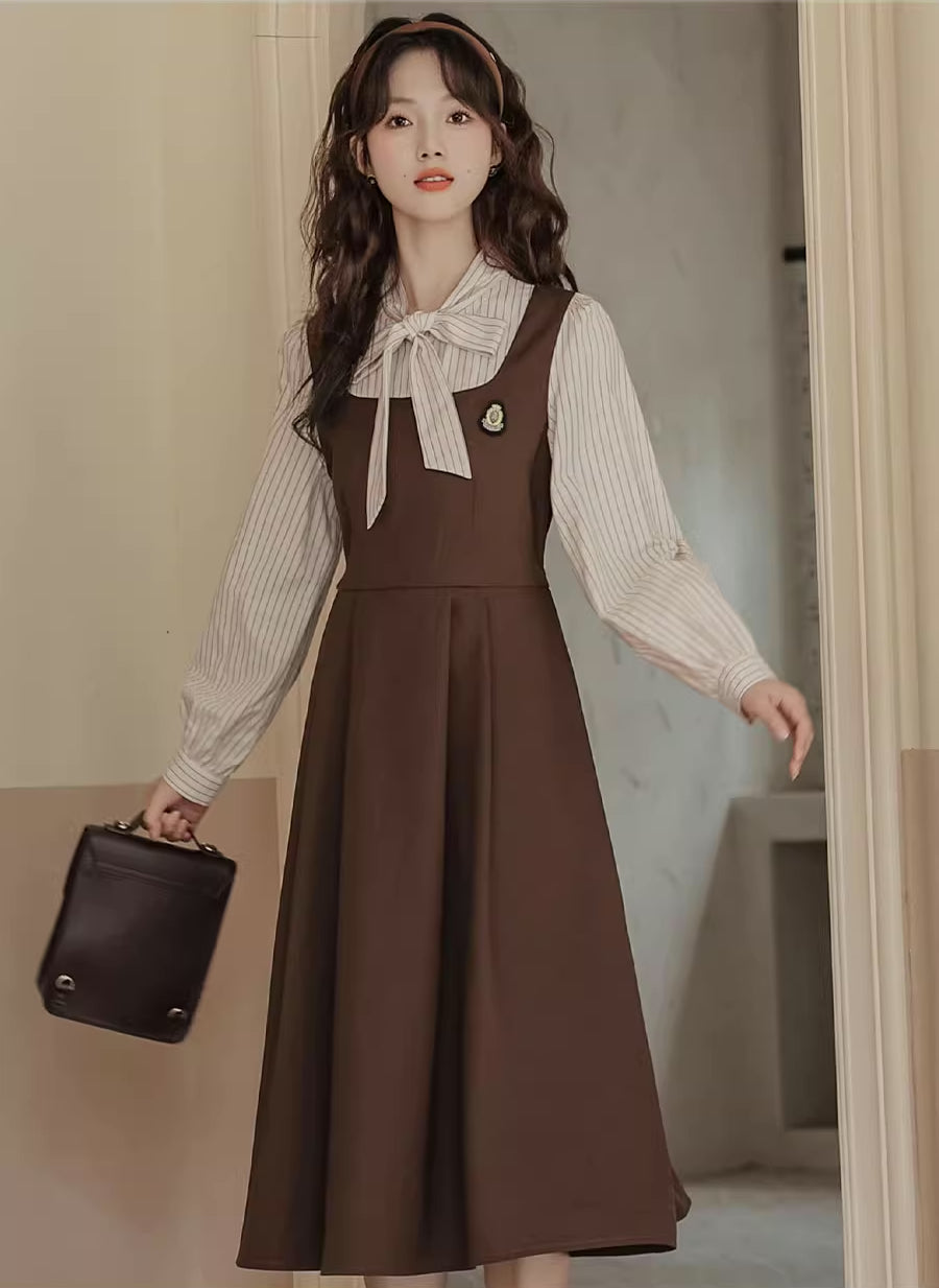 Stripe Academia Twofer Midi Dress Maxct