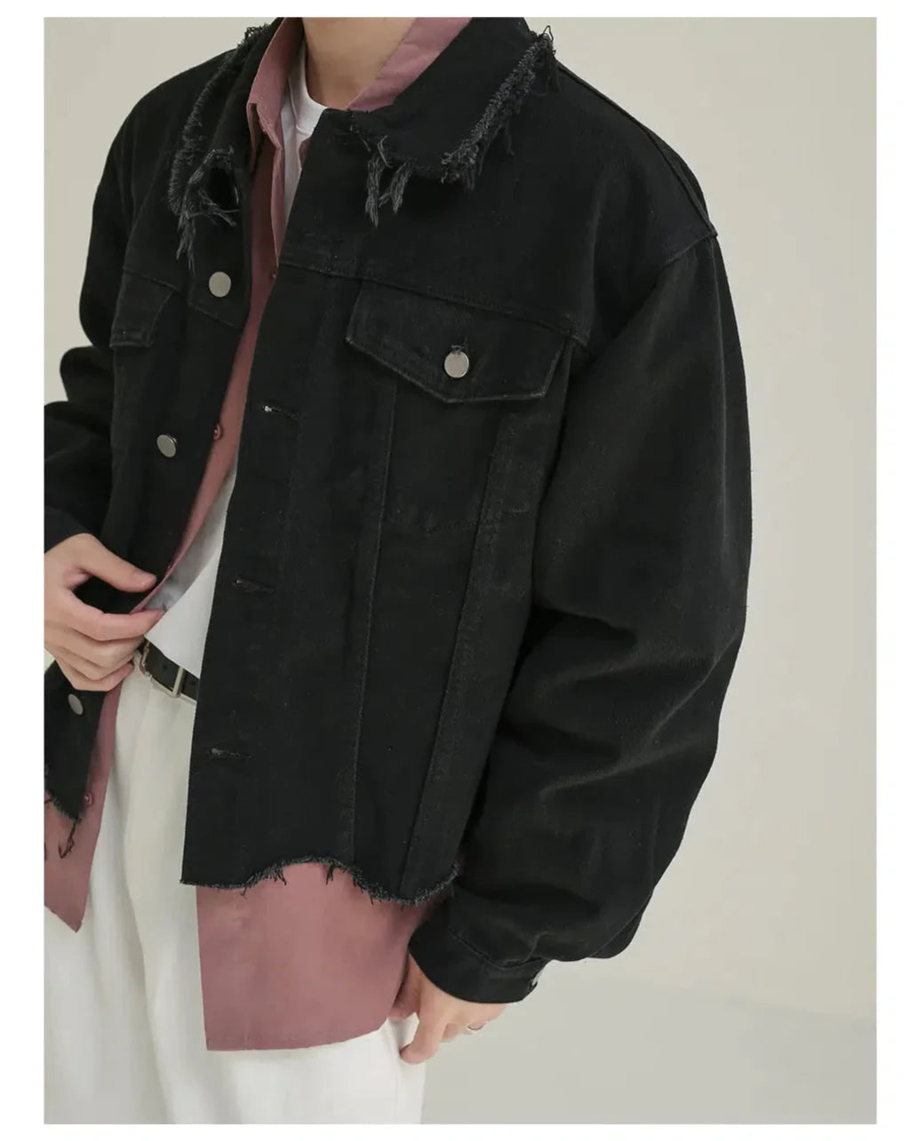 Maxct Short Raw Edge Denim Jacket