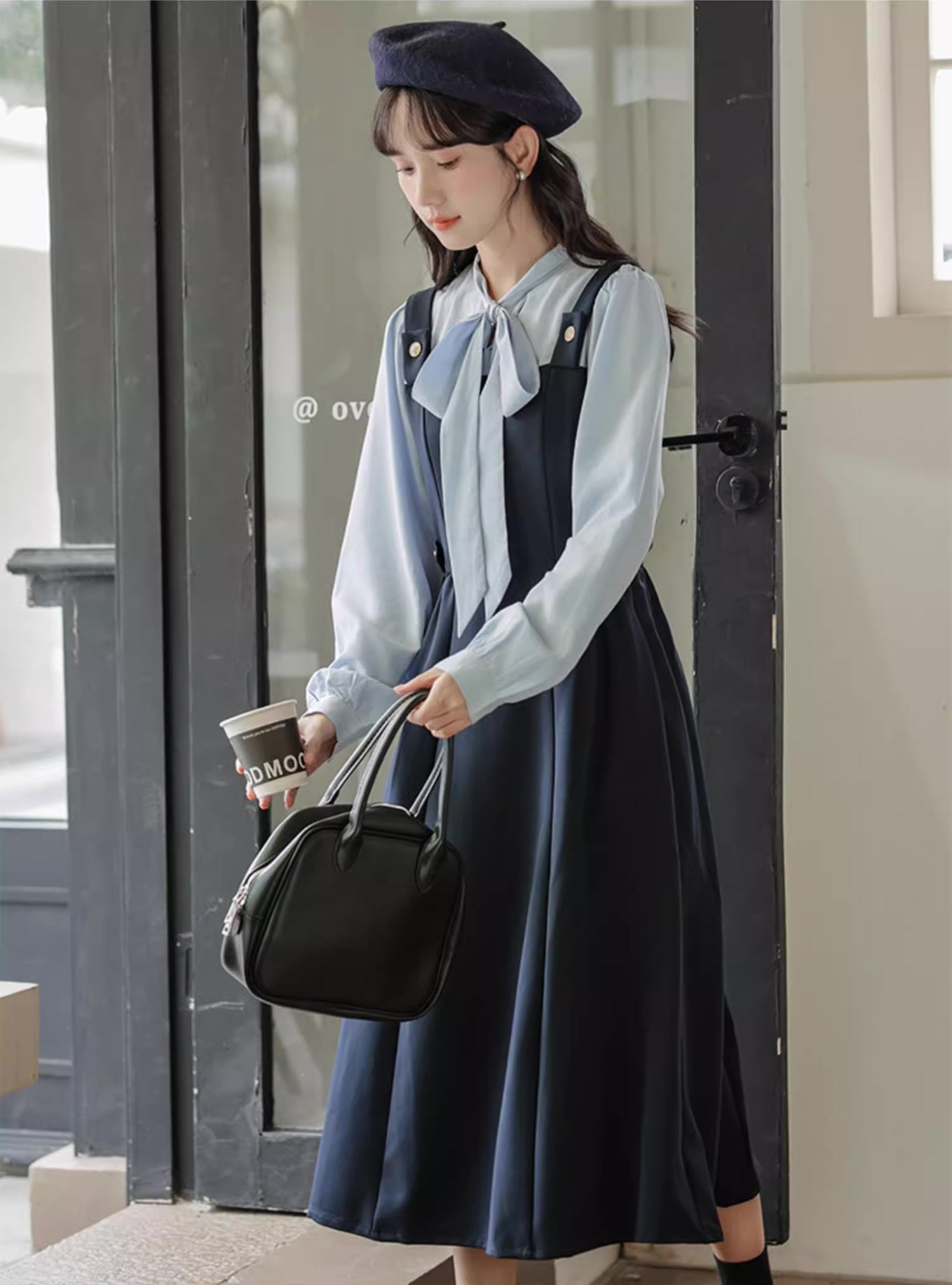 Tie Neck Twofer Midi Dress Maxct