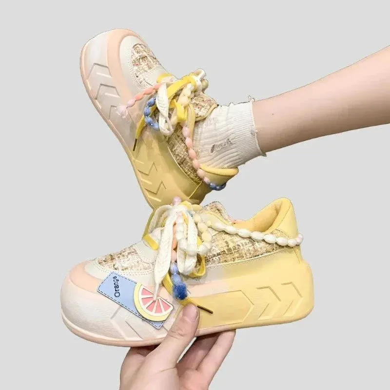 Cute Platform Round Toe Sneakers for Teens Maxct