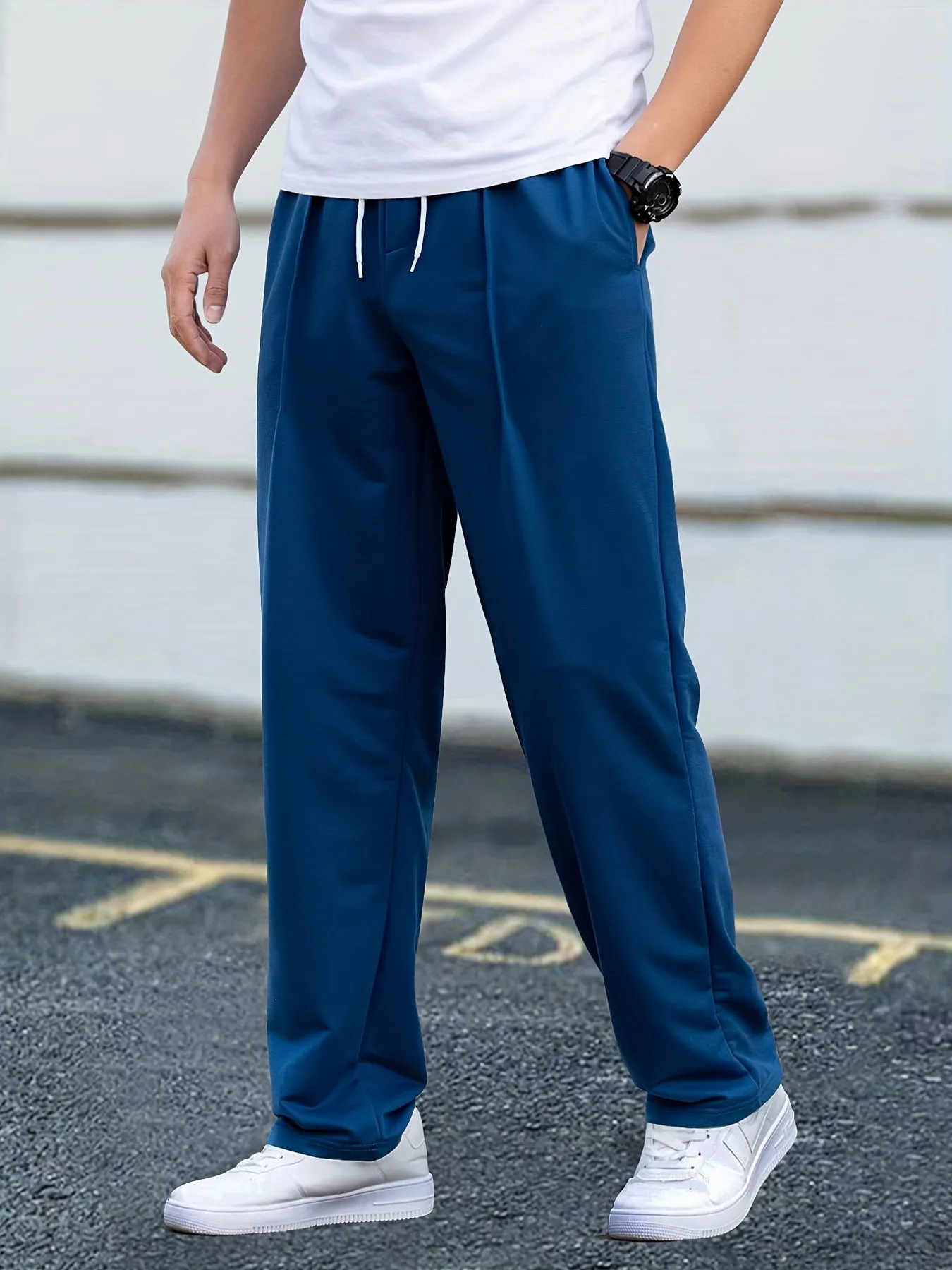 Maxct  Men's Casual Pants Drawstring Waist Straight Leg Work Track Pants