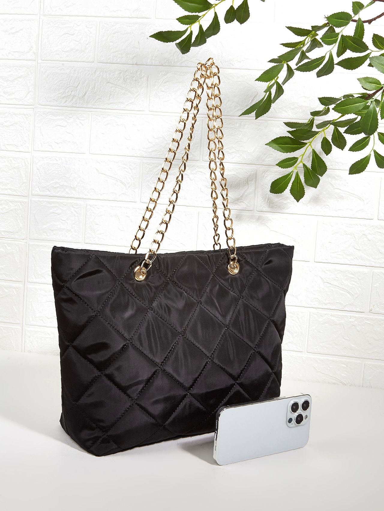 Maxct - Quilted Embossed Chain Shoulder Tote Bag  - Women Tote Bags