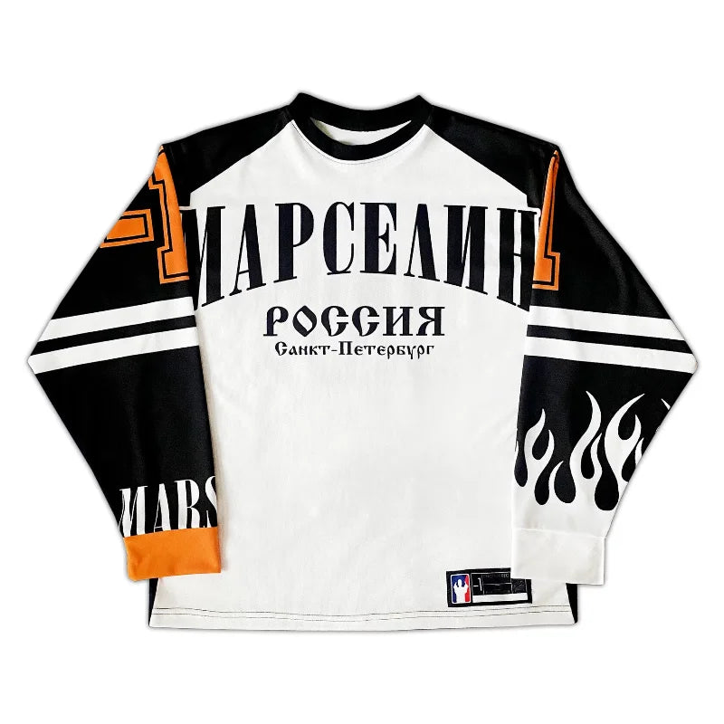 Maxct 90s Streetwear Y2K Street Jersey Fake Mesh Long Sleeve Men Women Retro Trendy Hip Hop Harajuku College Sport Pullover Oversized Unisex T Shirt 1017