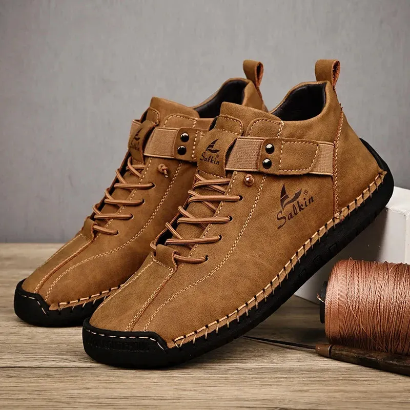 Handmade Design Sneakers Men's Casual Leather Ankle Boots Maxct