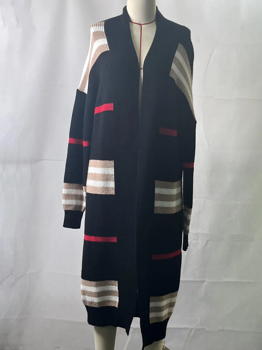 Maxct &"The Burbs" Oversized Striped Knit Duster Cardigan