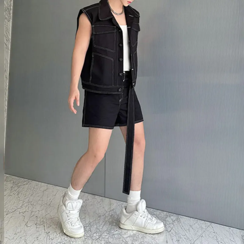Maxct Retro Crimping Workwear Waistcoat Suit