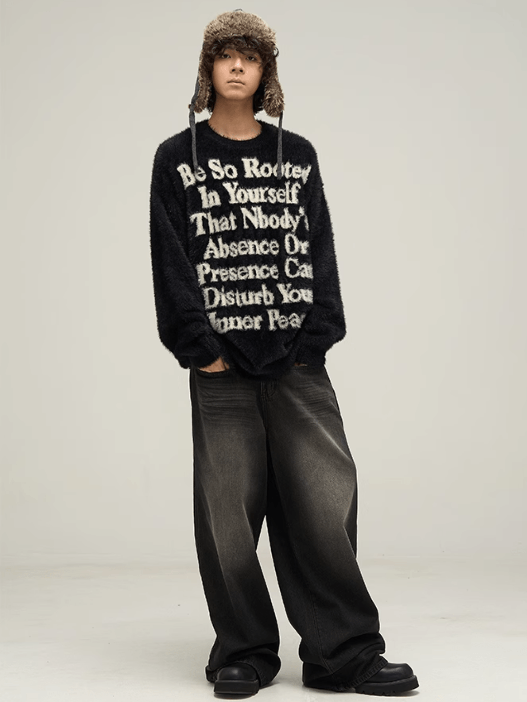Maxct [Motherfucker] Lazy Wind Round Neck Knit Sweater Na709