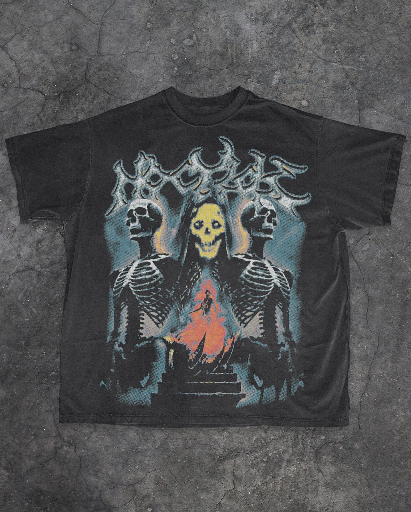 90s Streetwear Gothic Streetwear T Shirts Men Harajuku Retro Print Pattern Oversized Tshirt Y2K Punk Skull Demon Graphic Short Sleeved Tops