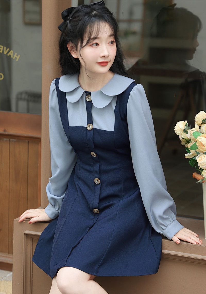 Scallop Collar Twofer Mini Dress Maxct