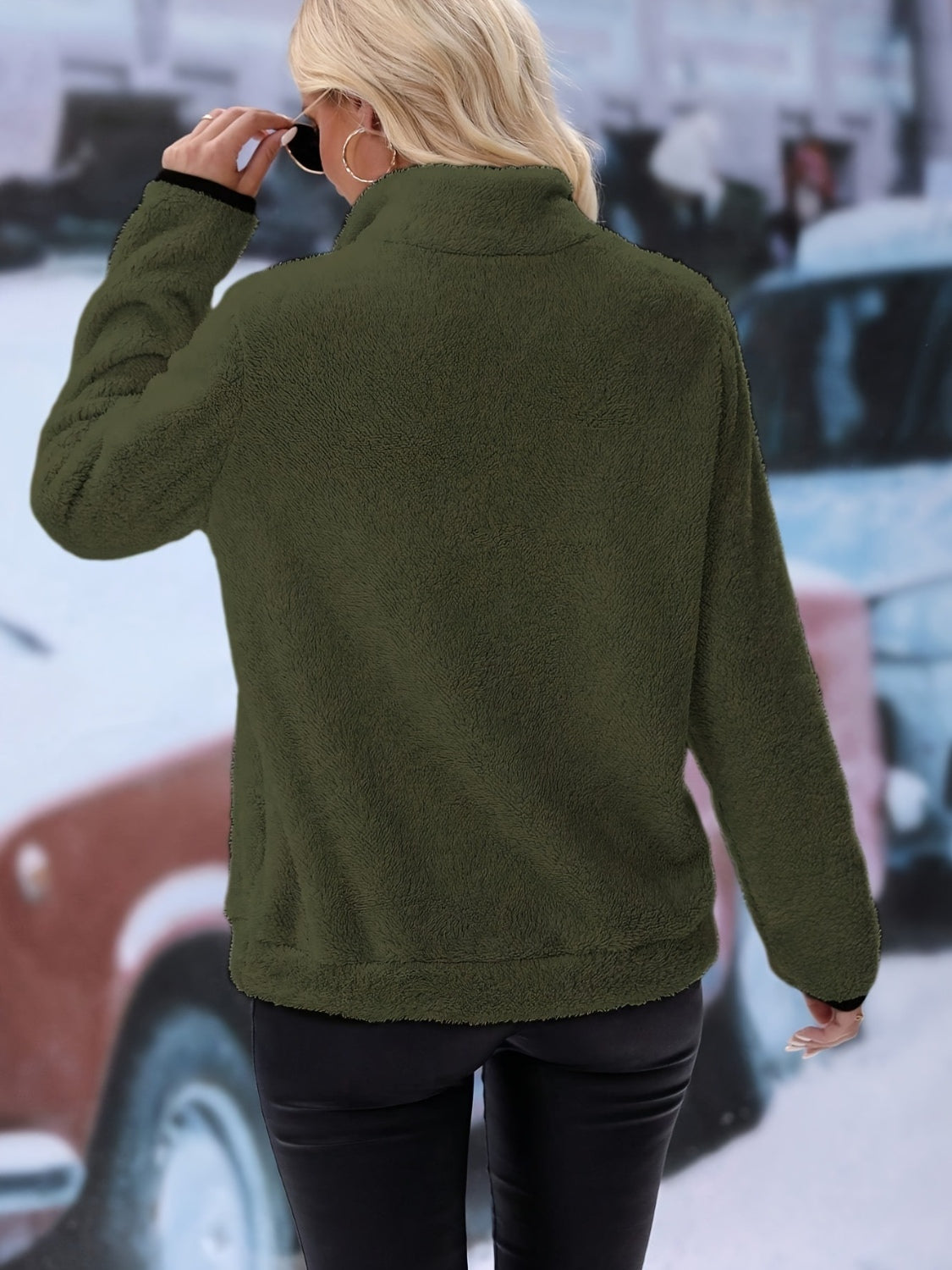 Maxct &Half Zip Long Sleeve Furry Sweatshirt