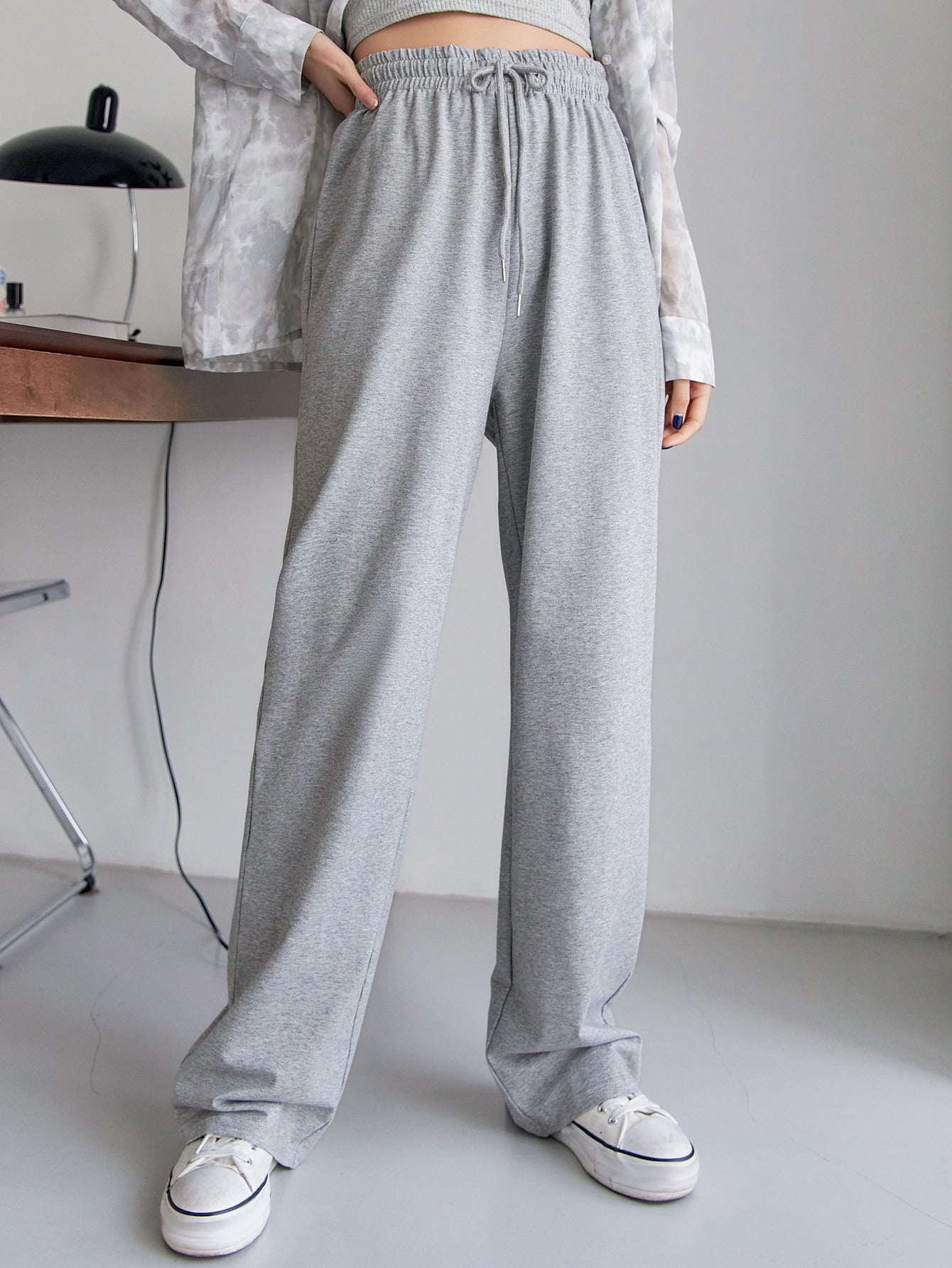 Maxct Drawstring Waist Straight Leg Sweatpants