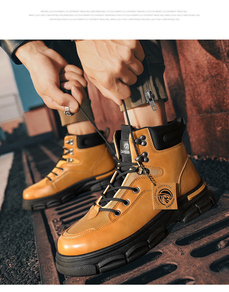Platform Leather Men's Martin Boots - true deals club