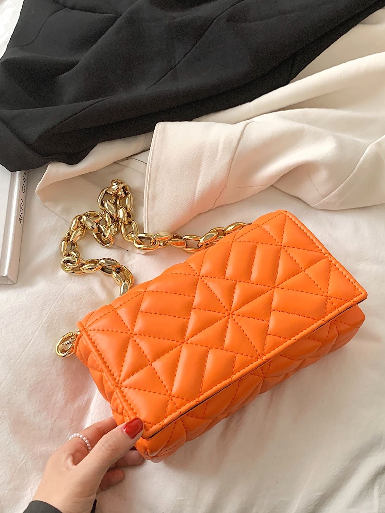 Bag For Love - Minimalist Quilted Flap Square Bag - Women Maxct Bags