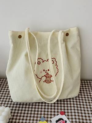 Heart Pattern Letter Patch Canvas Tote Bag - Women Tote Bags
