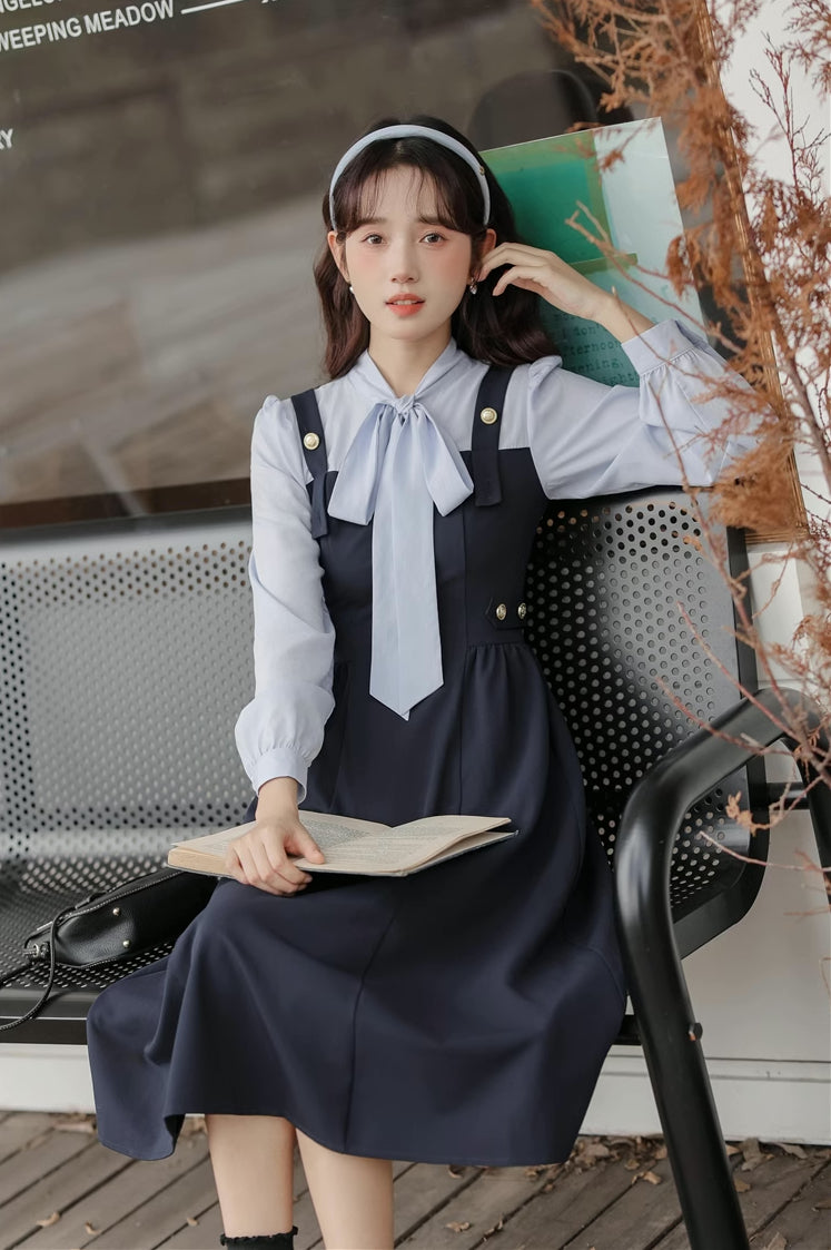 Tie Neck Twofer Midi Dress Maxct