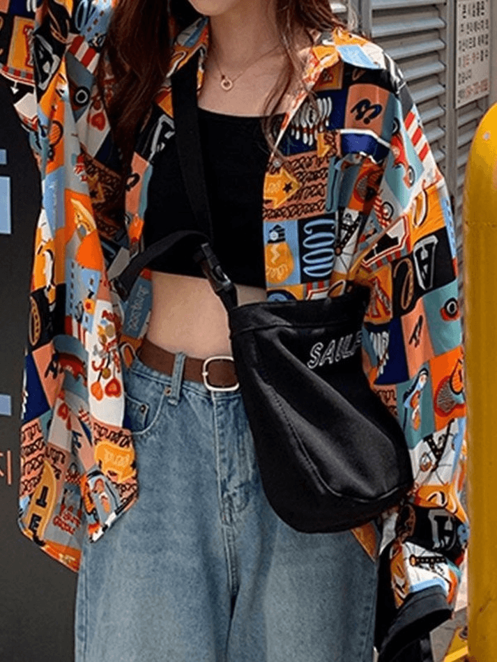 Maxct Vintage Mixed Print Long Sleeve Blouse