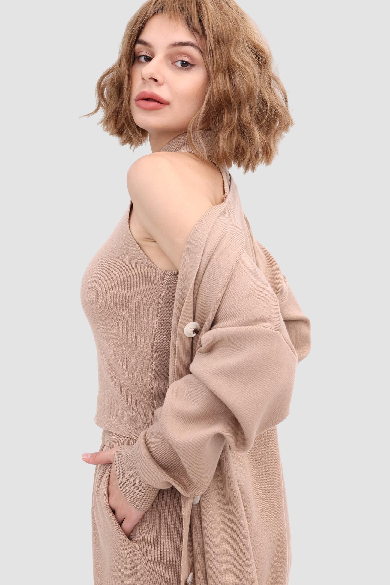 Maxct Knit Crop Tank Top & Pants & Robe