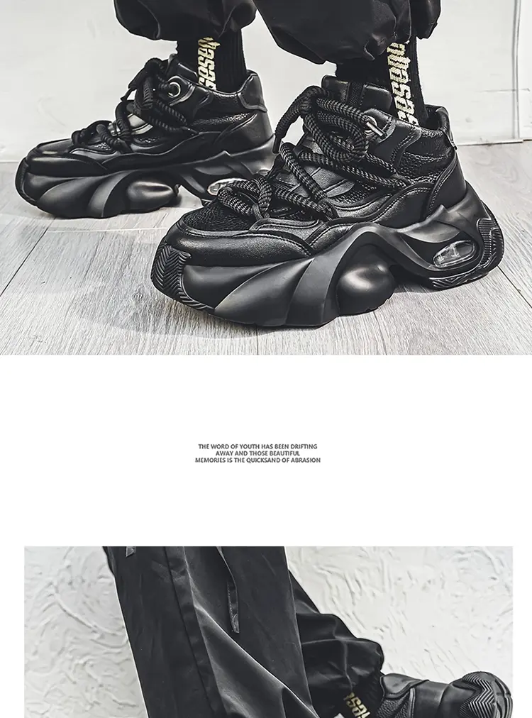Microfiber Leather Upper Increased Platform Stylish Sneakers