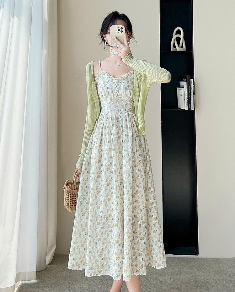 May Flowers Lace Up Cami Dress Maxct