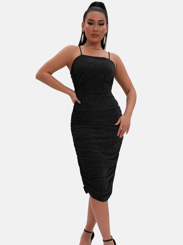 Spaghetti Strap Split Midi Dress Maxct