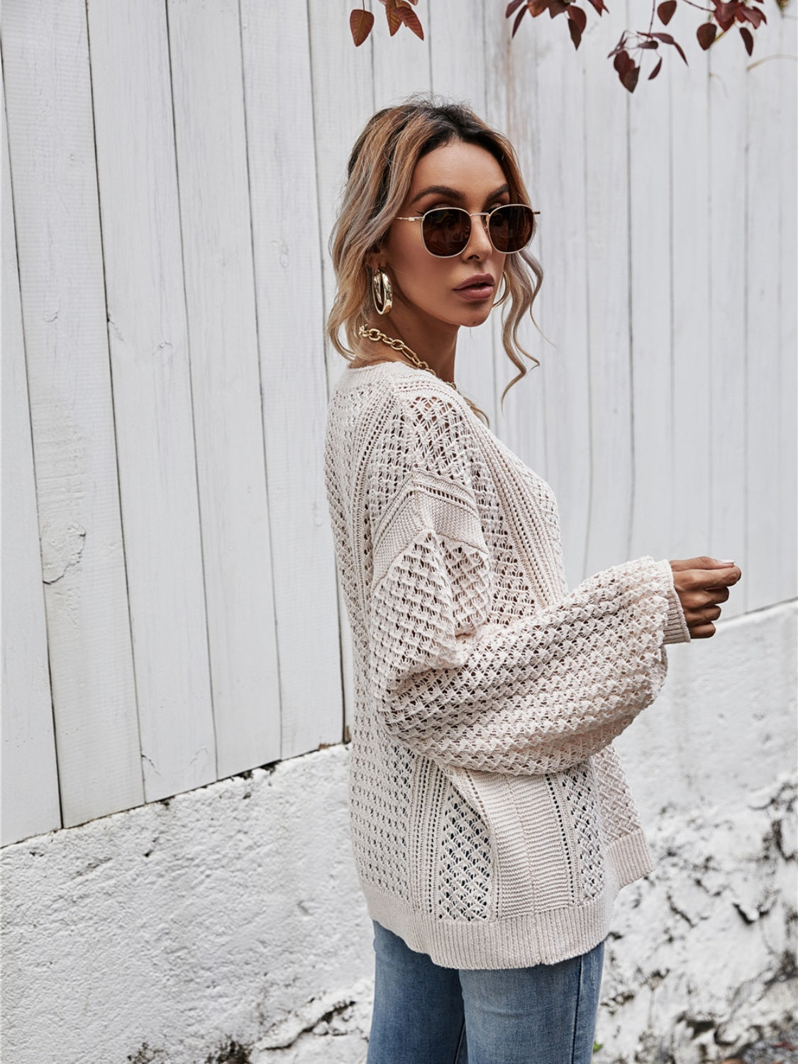Maxct &V-Neck Dropped Shoulder Sweater