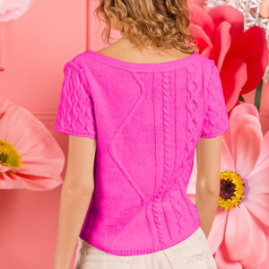 Maxct &BiBi Cable Knit Short Sleeve Sweater