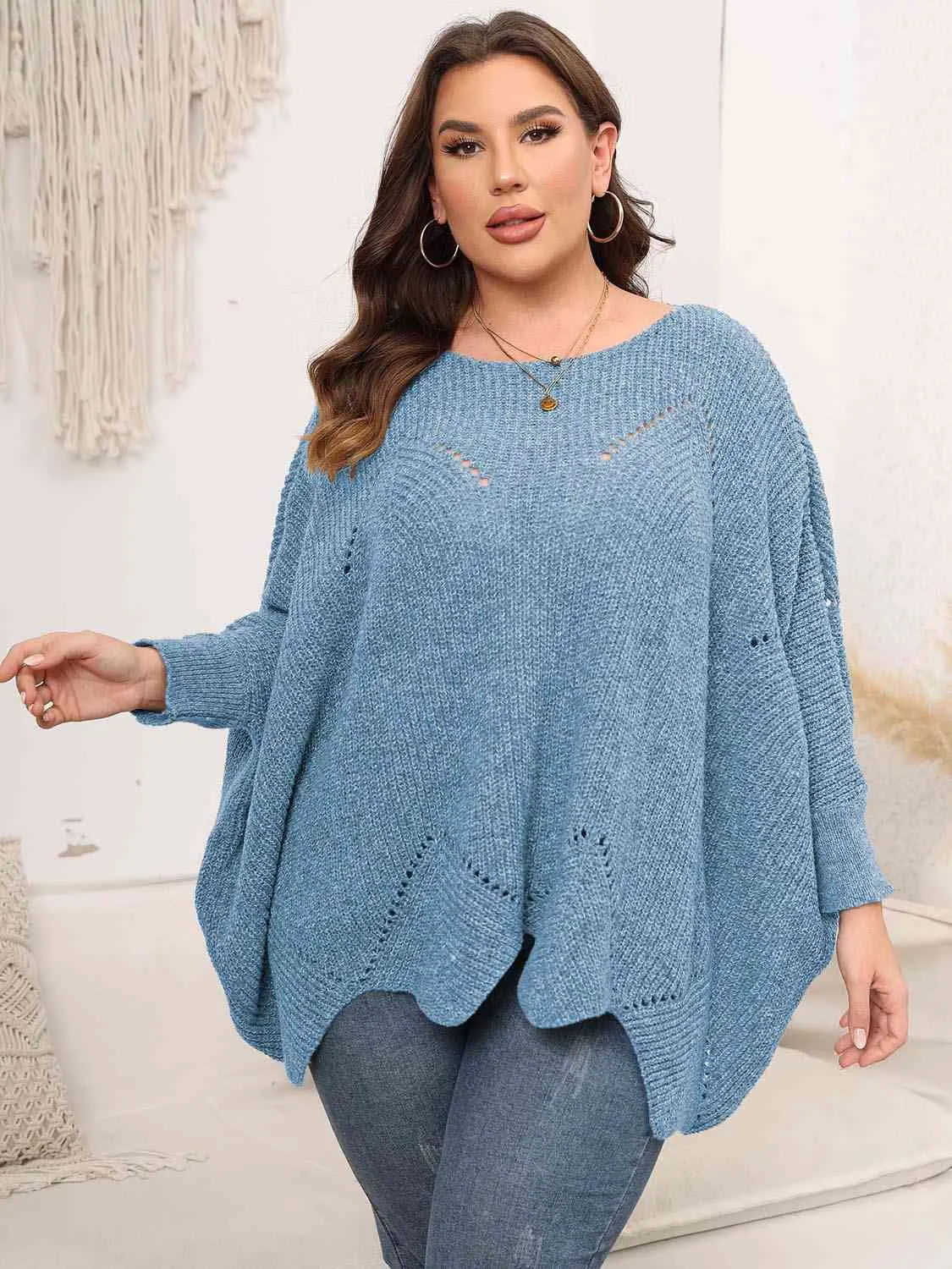 Maxct &Plus Size Round Neck Batwing Sleeve Sweater