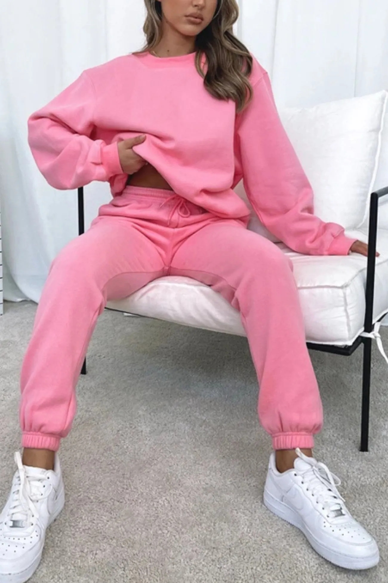 Maxct Solid Sweatshirt Pants Set