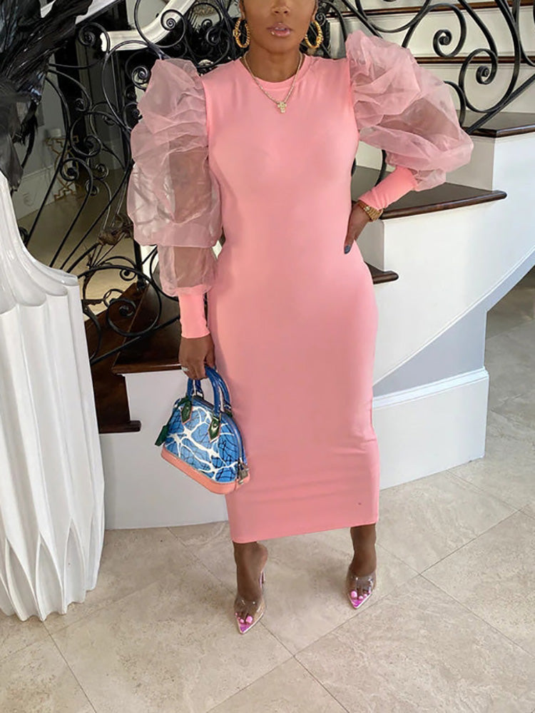 Puff Sleeve Maxi Dresses Maxct