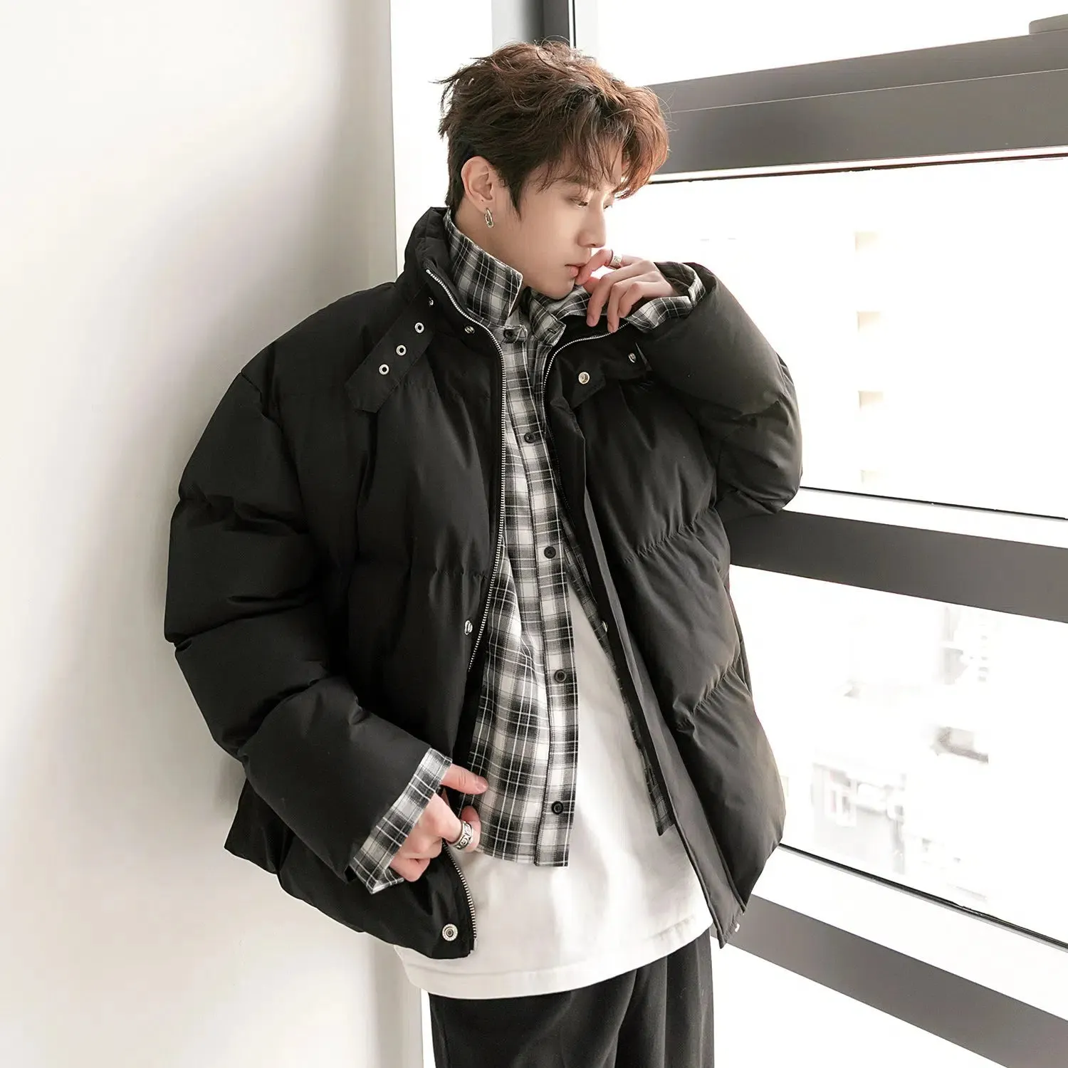 Maxct Thickened Two-piece Plaid Puffer Jacket