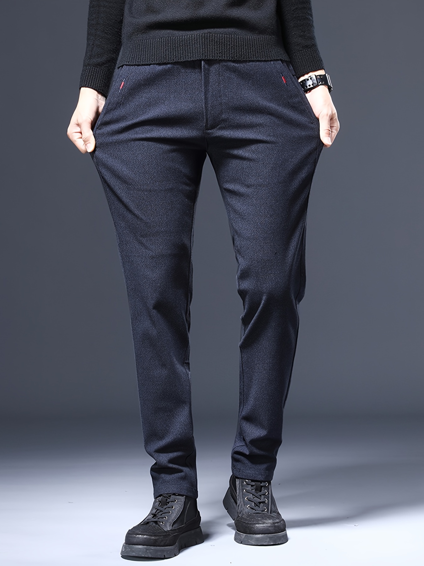 Men's Business Casual Pants Straight Leg Slim Stretch Trousers