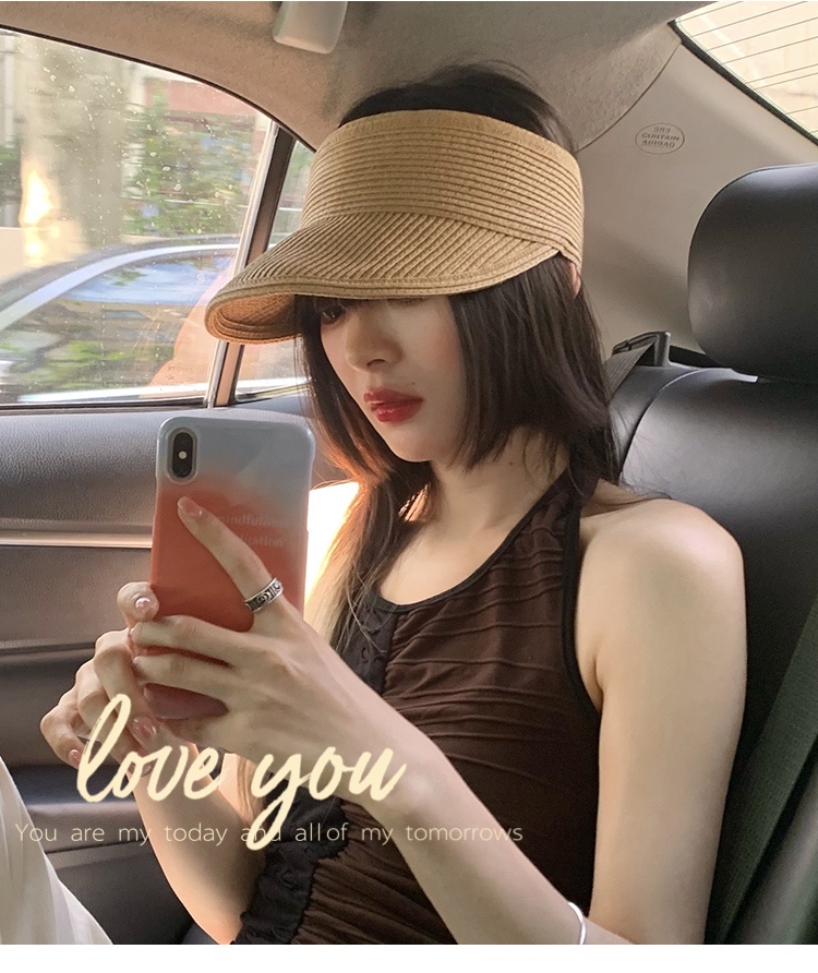 No Top Women's Summer Sun-Proof Travel Fashion Cover Face Straw Hat