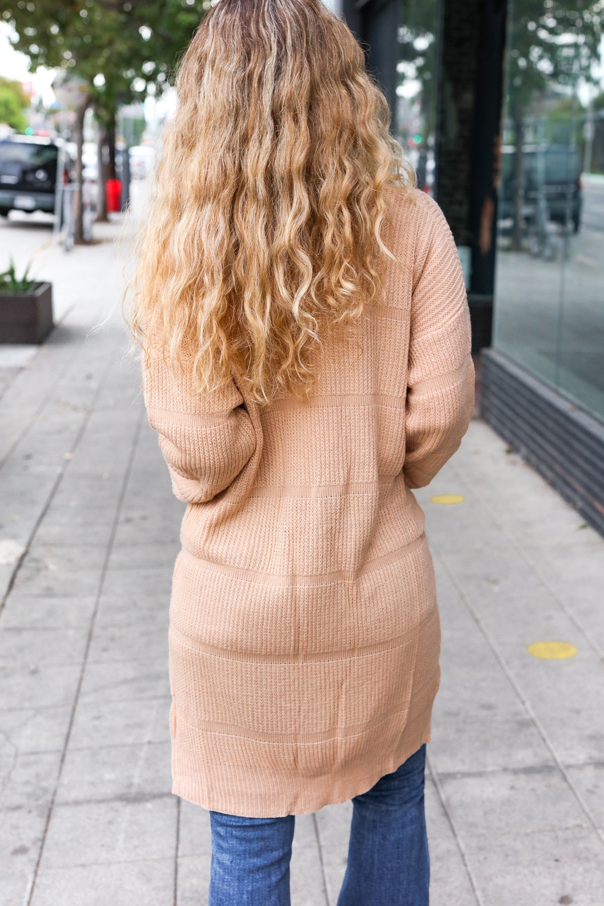 Maxct &You Got This Oatmeal Striped Knit Open Cardigan