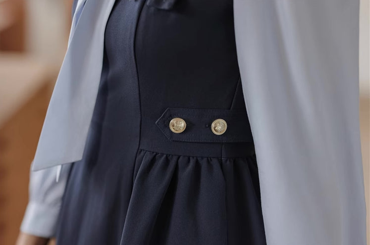 Tie Neck Twofer Midi Dress Maxct