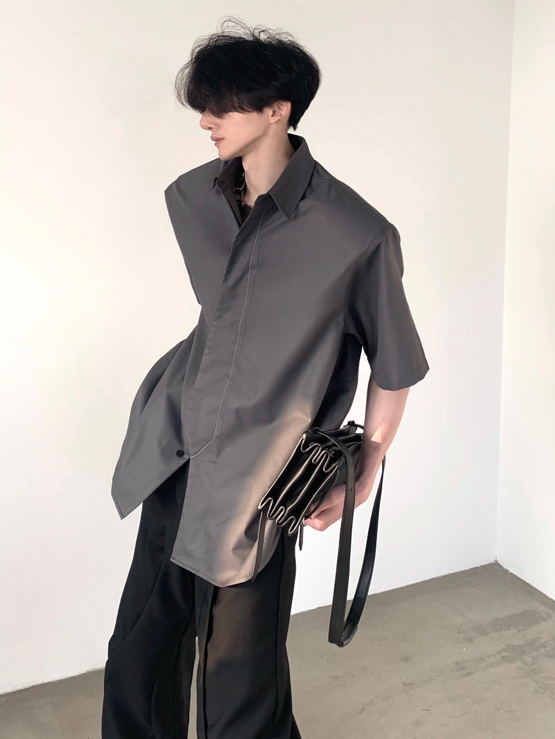 Maxct [Autumnwind] Metallic Coated Leather Shirt Na1234