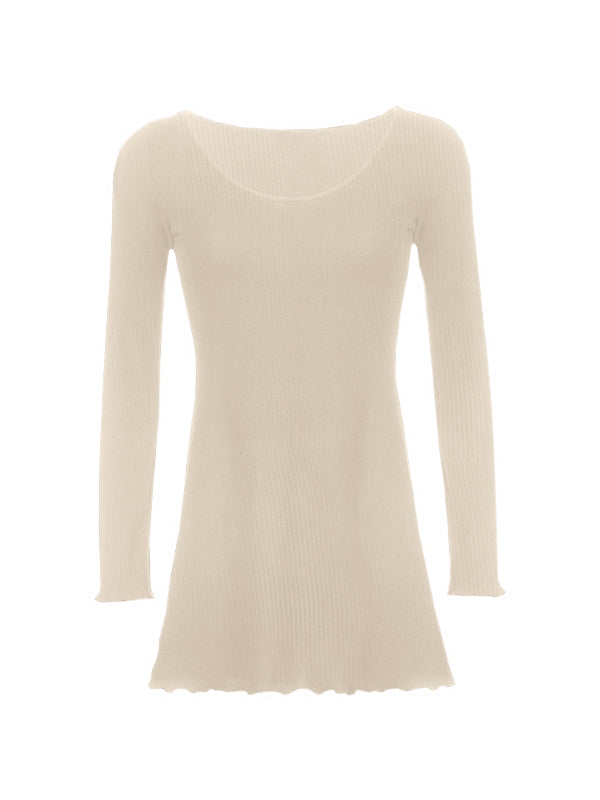 Simple Knitted Long Sleeve Mini Dress Maxct