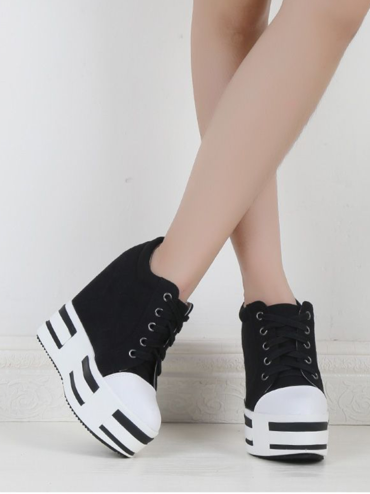 Women's 13cm Round Toe Denim Sneakers - true deals club